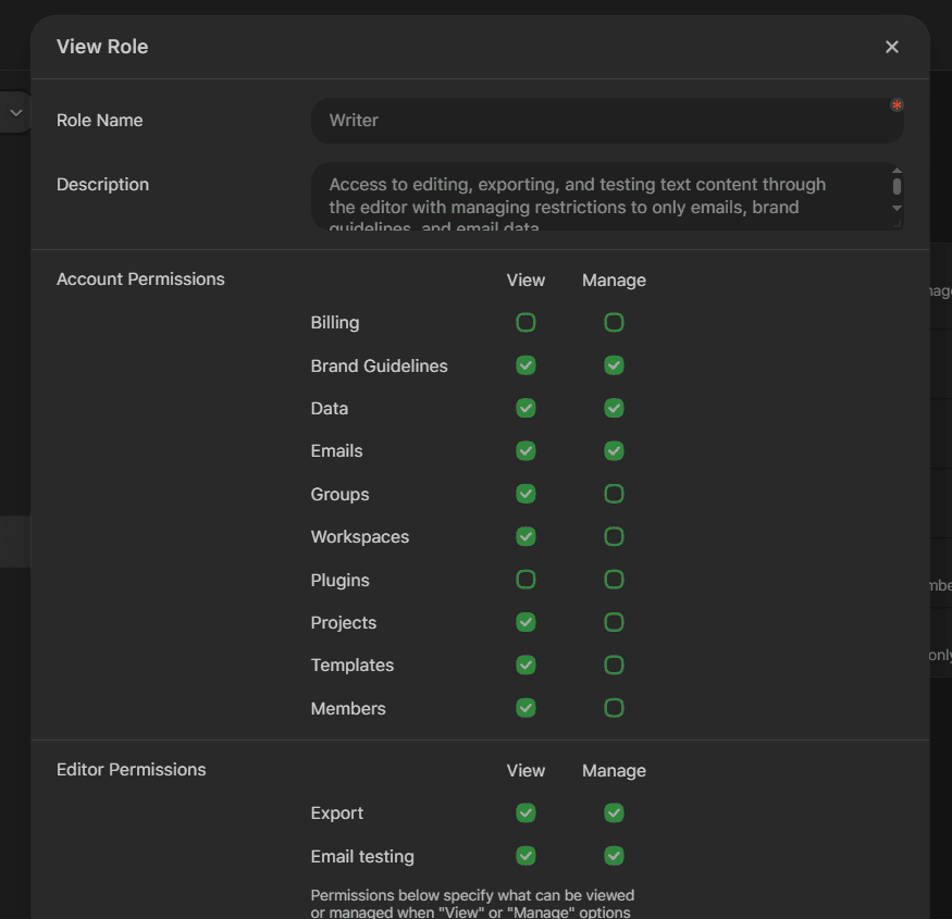 Preset permissions