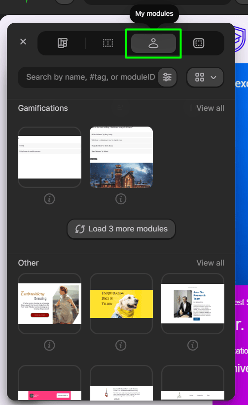My modules tab