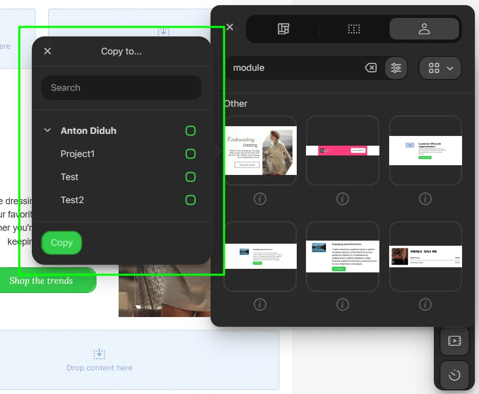 Possible sharing destinations