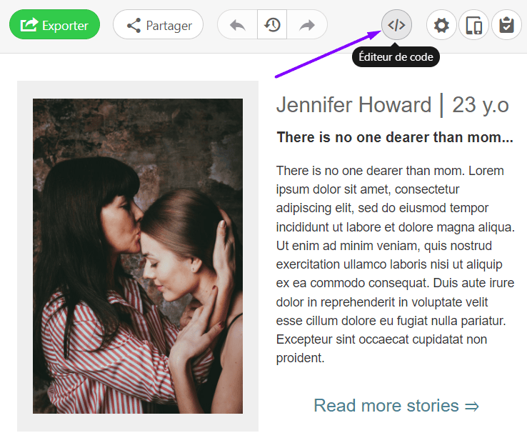 Ouvrir l'éditeur de code HTML dans Stripo Ouvrir l'éditeur de code HTML dans Stripo