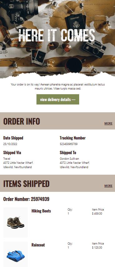 Plantilla de Correo Electrónico de Confirmación de Pedido Plantilla de Correo Electrónico de Confirmación de Pedido