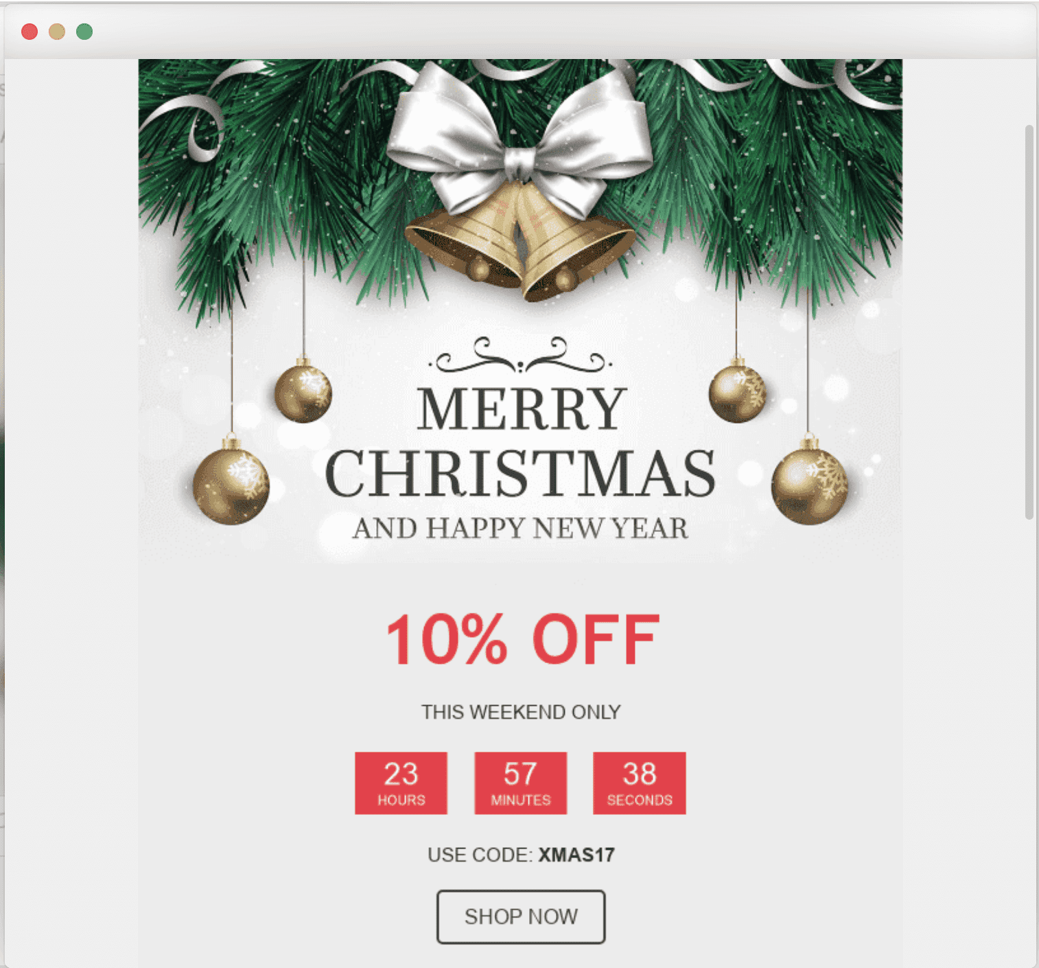 Weihnachts-E-Mail-Vorlage mit Countdown-Timer Weihnachts-E-Mail-Vorlage mit Countdown-Timer
