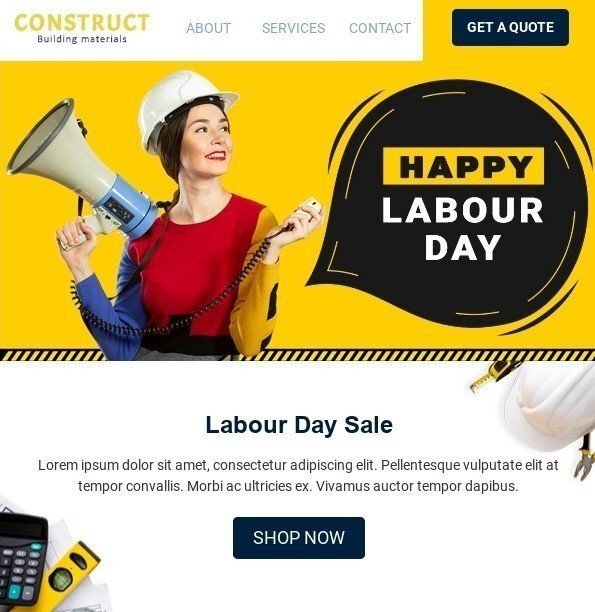 Labor Day email example Labor Day email example
