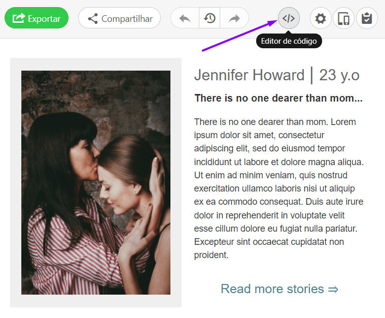 Abra o editor de código HTML no Stripo Abra o editor de código HTML no Stripo