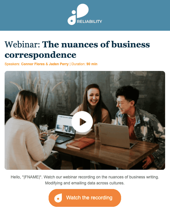 Modelo de e-mail de convite para webinar gratuito da Stripo