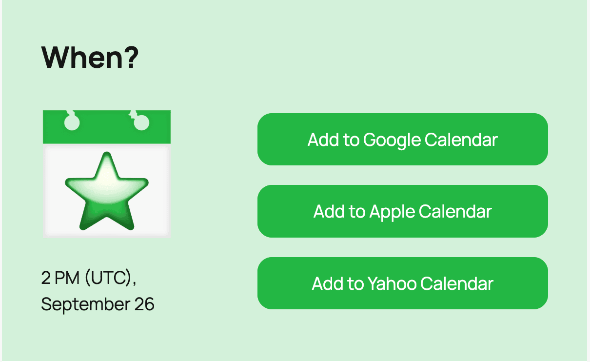 Email de lembrete do Webinar, adicionando o link “Adicionar ao Calendário”