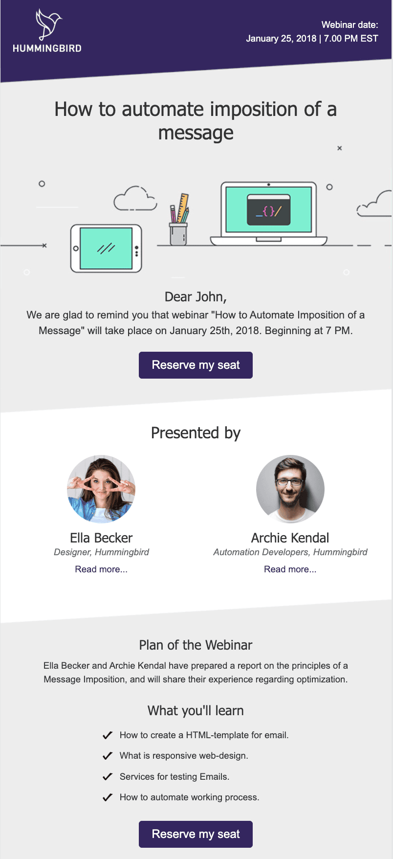 Webinar Convite E-mail Modelo