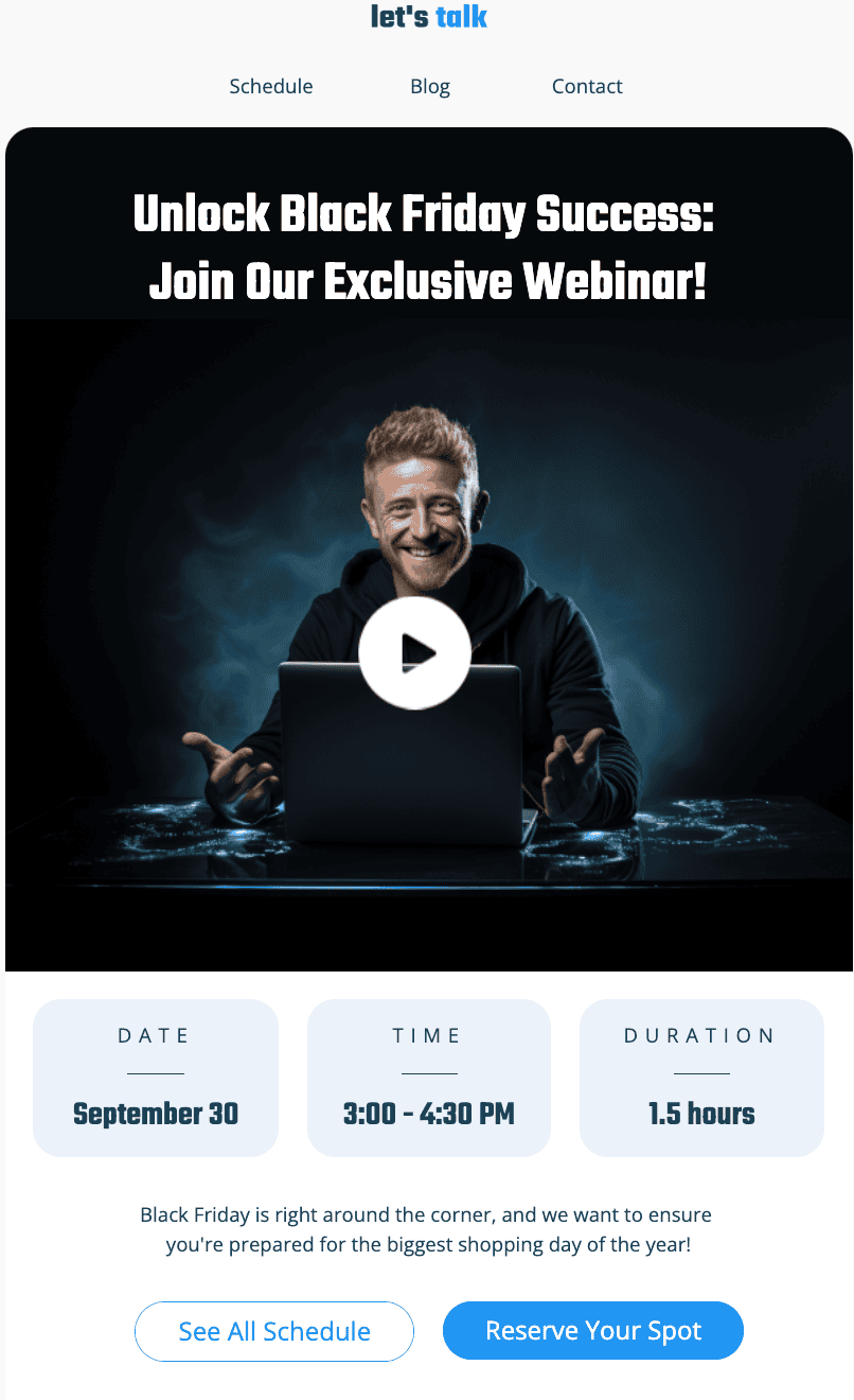 Gravação de exemplo de webinar de modelo