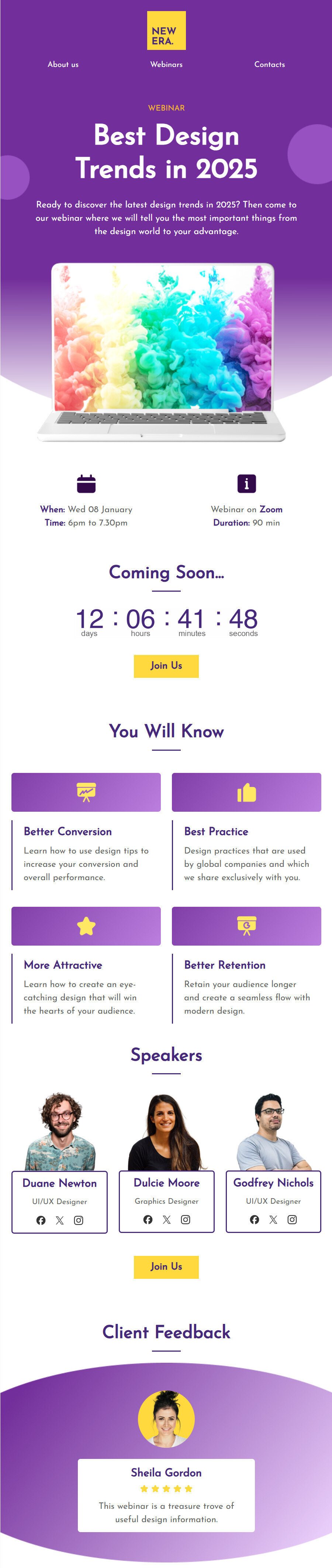 Contagem regressiva do exemplo de webinar de modelo