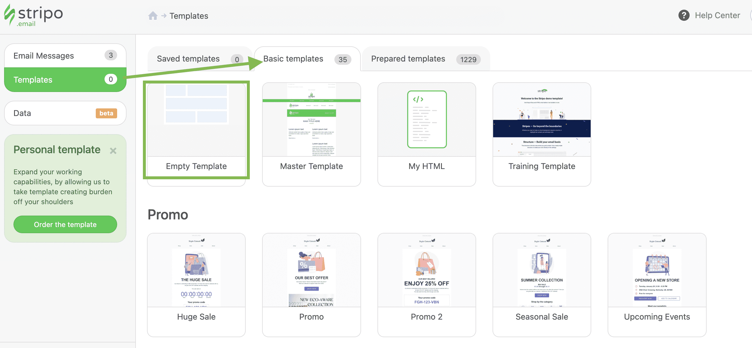 How to build a new template in Stripo