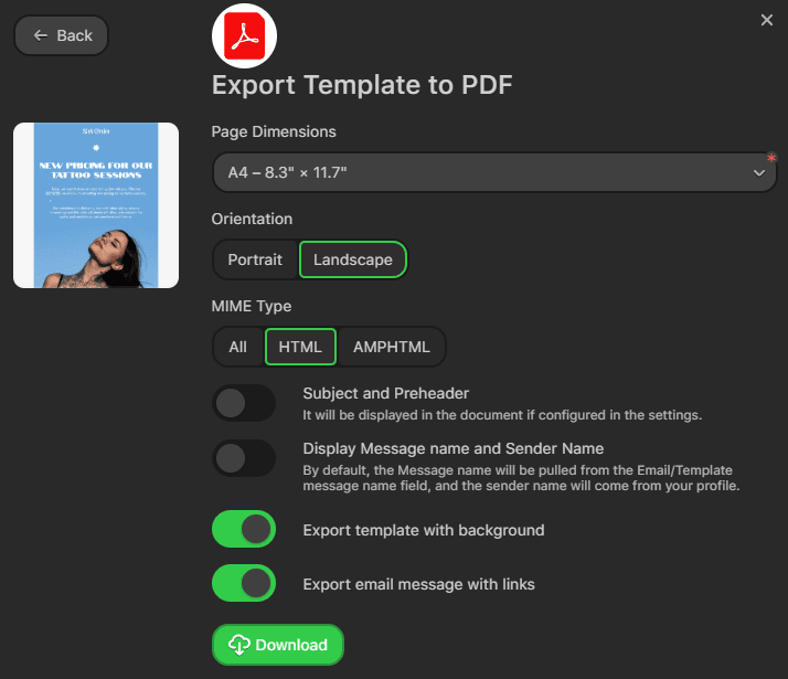Export as PDF file