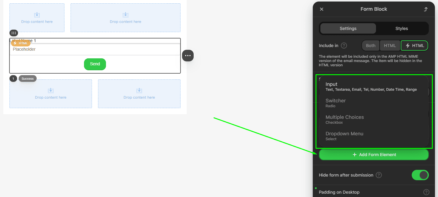 Выбор типа формы Выбор типа формы