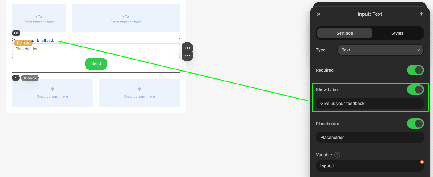 Опция «Показать метку» в форме Опция «Показать метку» в форме