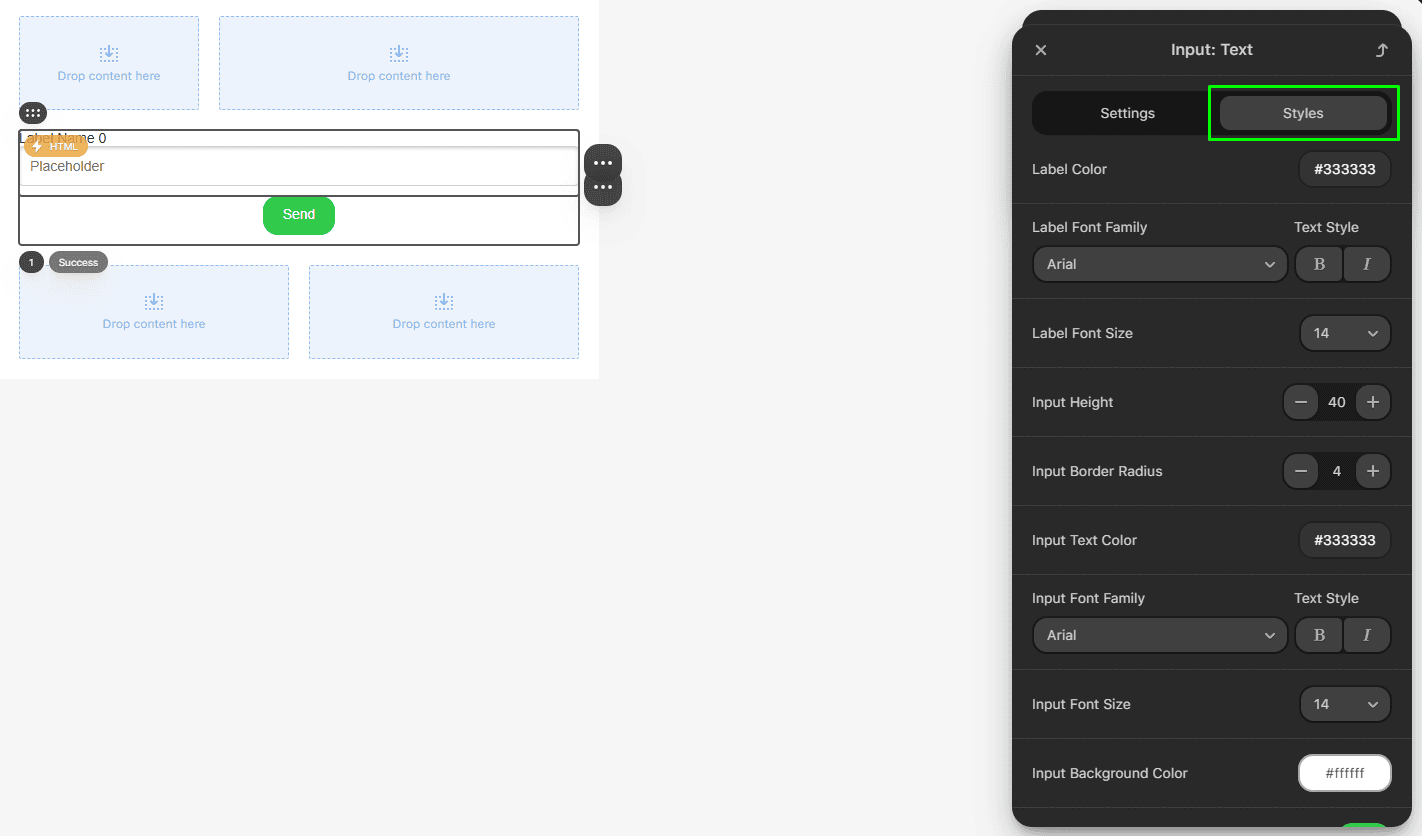 Параметры стиля формы Параметры стиля формы