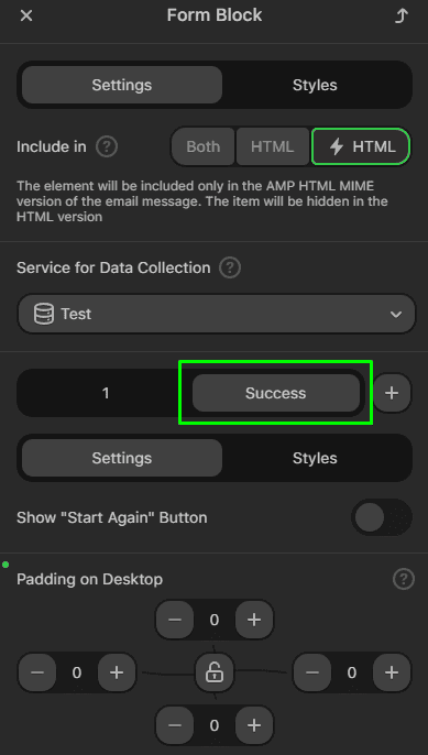 Вкладка сообщения об успешной отправке формы Вкладка сообщения об успешной отправке формы
