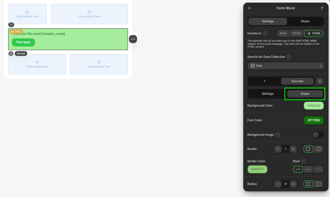 Стили для сообщения об успешной отправке формы Стили для сообщения об успешной отправке формы