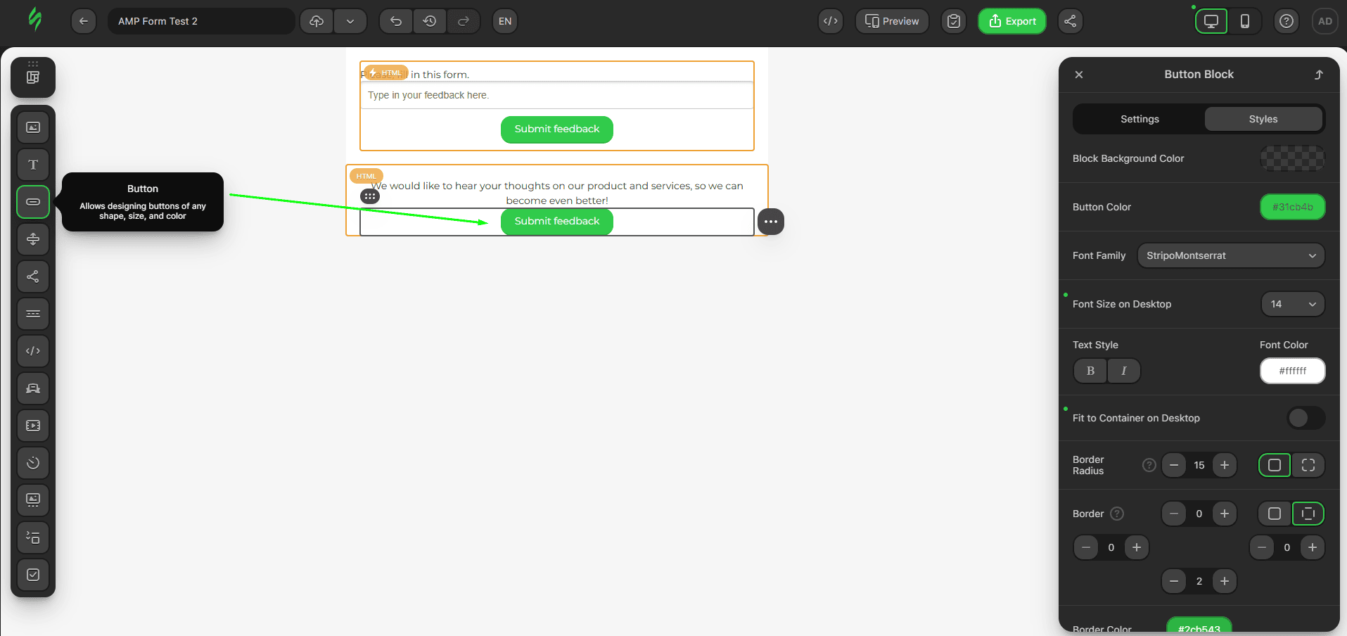 Добавление блока «Кнопка» Добавление блока «Кнопка»