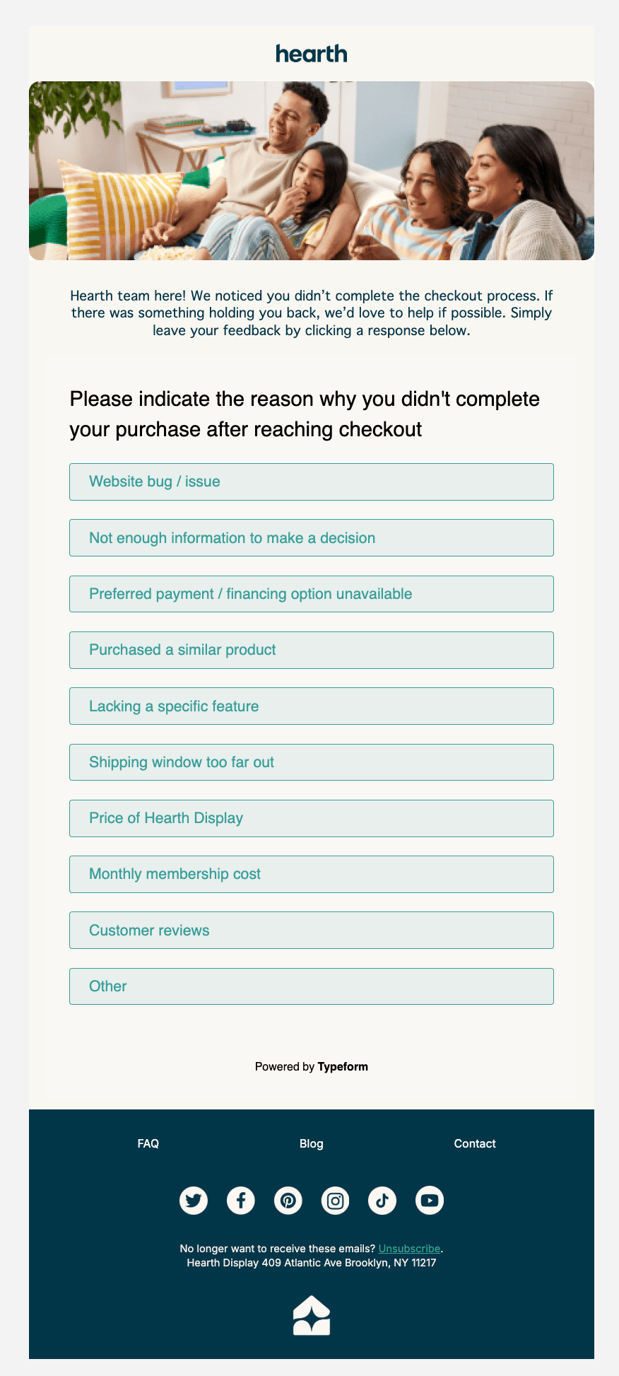Example of an email with a SaaS-related survey