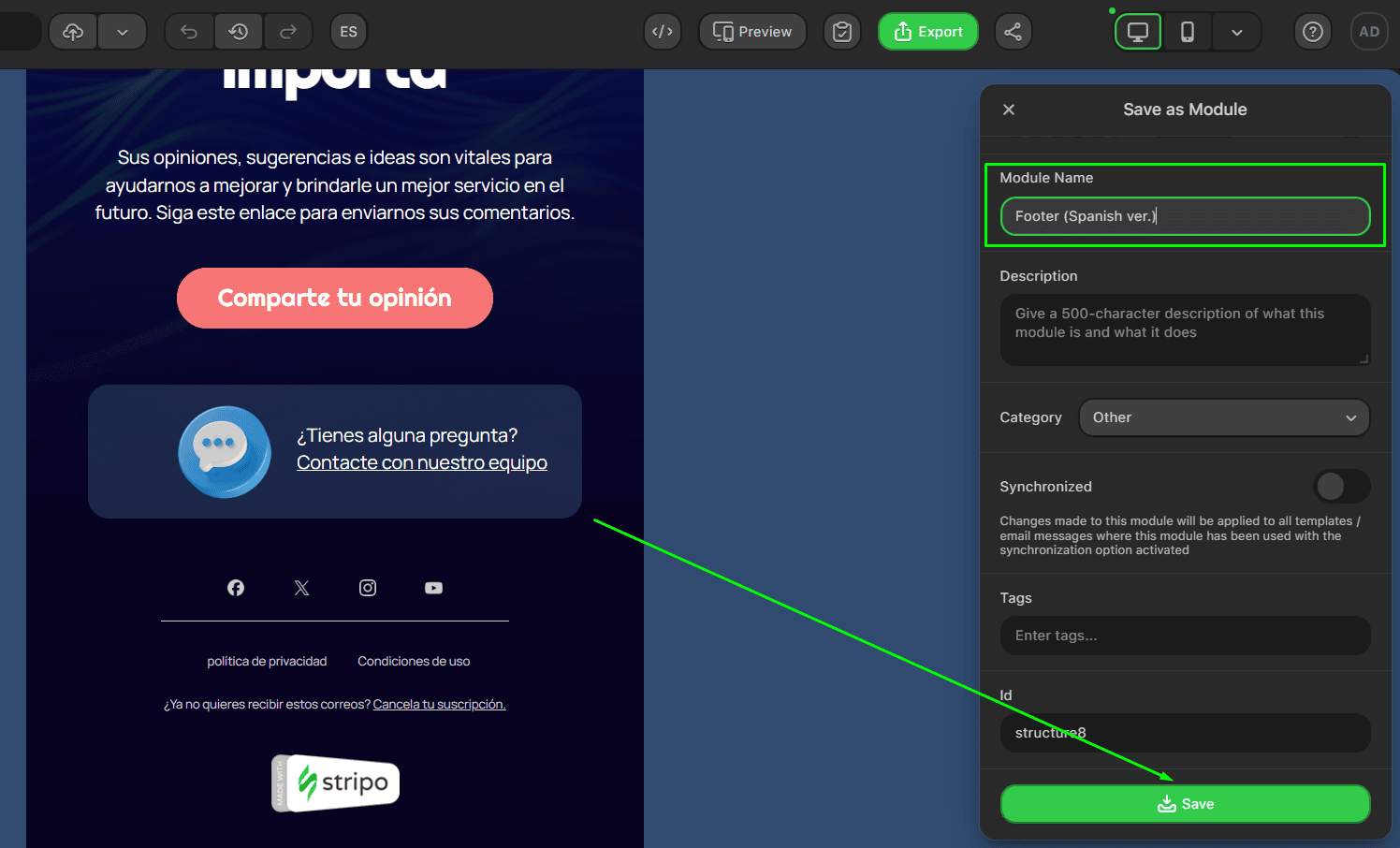 Naming and saving module