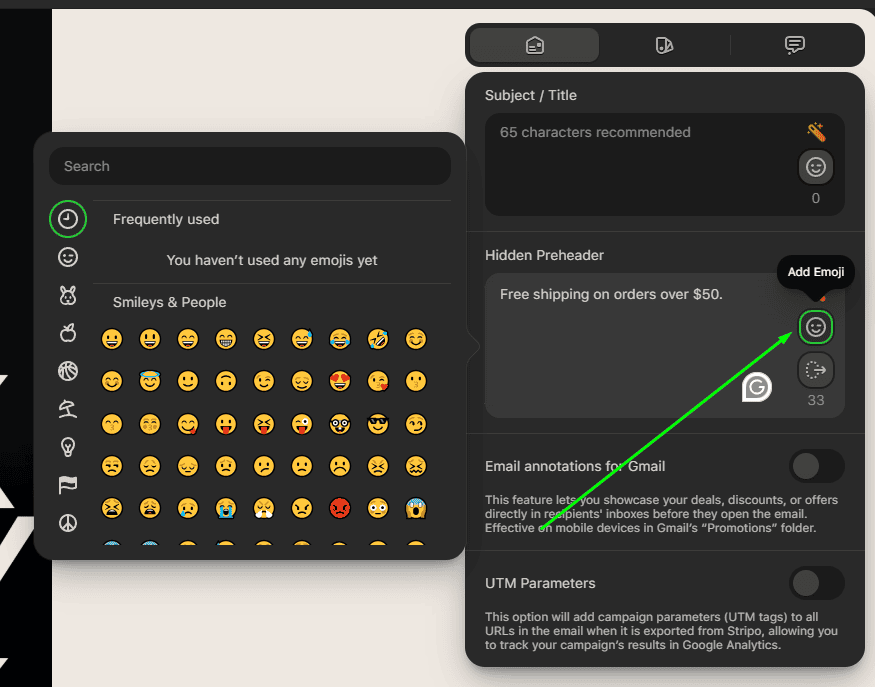 Emojis menu