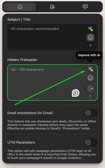 AI feature button