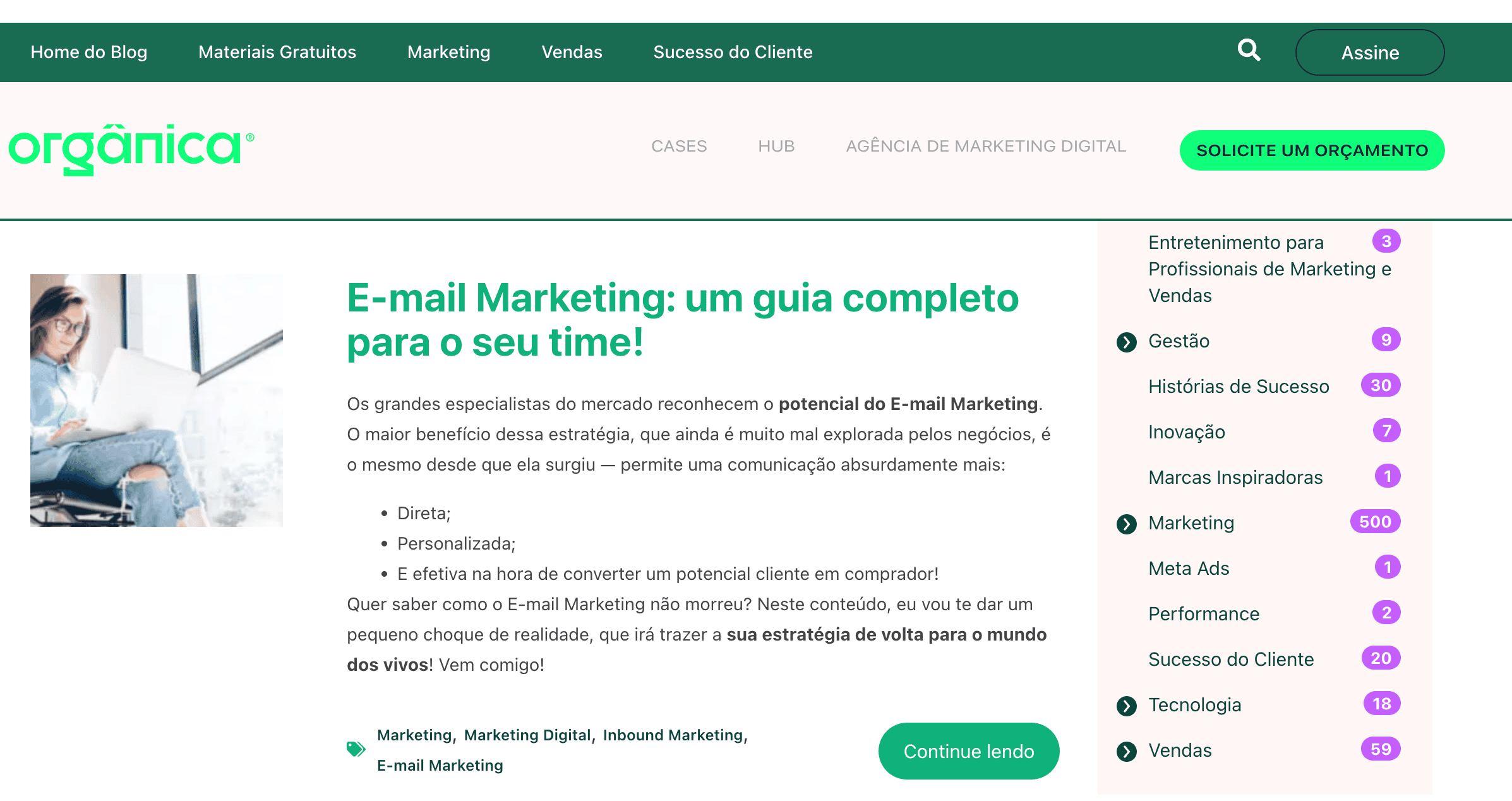 Example of a blog of a Brazilian digital marketing agency