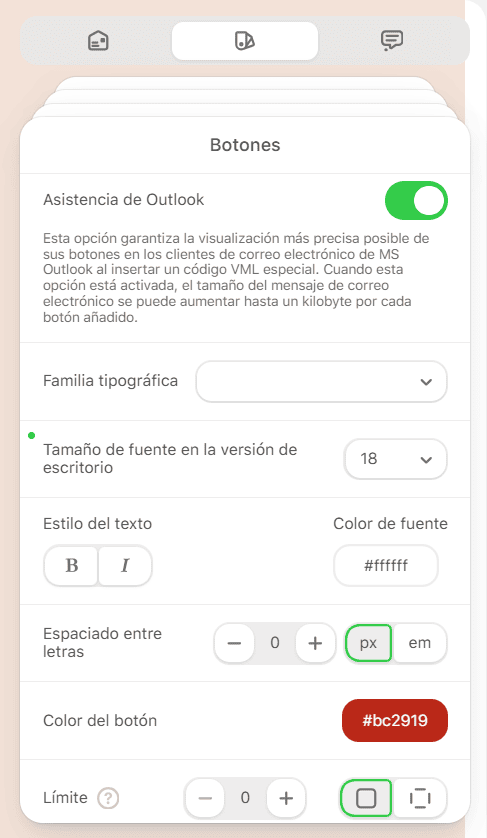 Configuración del botón de llamada de acción para Outlook