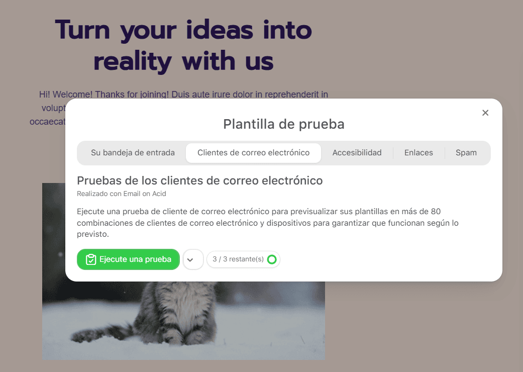 Utilice la herramienta de prueba para comprobar las plantillas de correo electrónico de Outlook antes de enviarlas