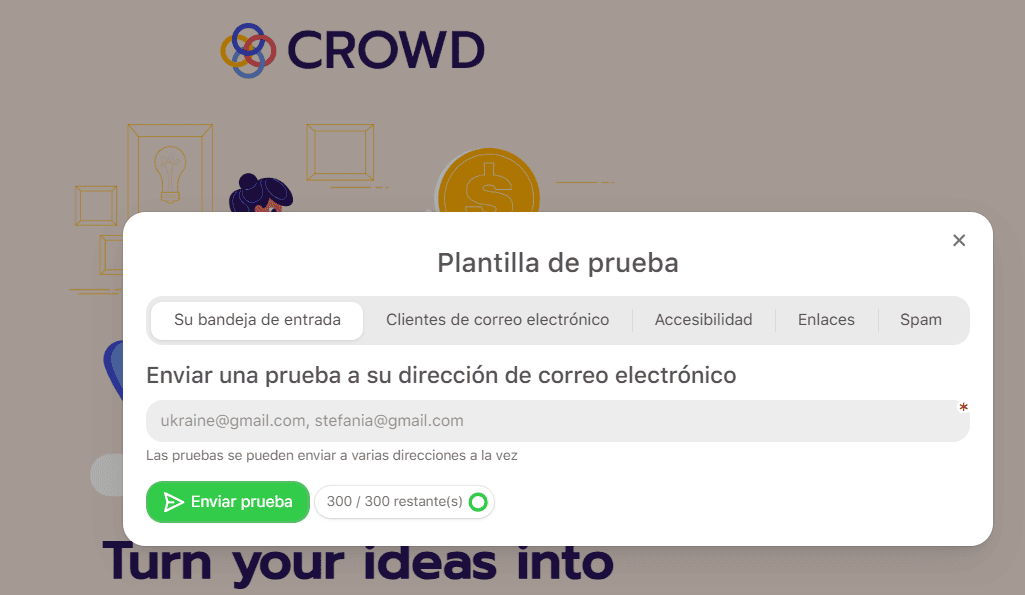 Envío de correos electrónicos a cuentas de Outlook para pruebas en vivo