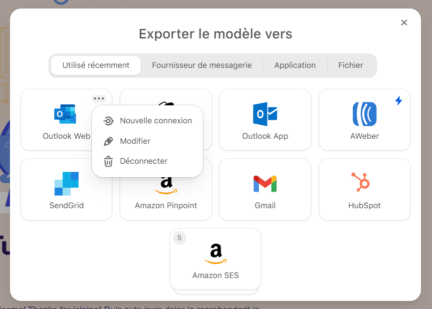Connexion à un nouveau compte Connexion à un nouveau compte