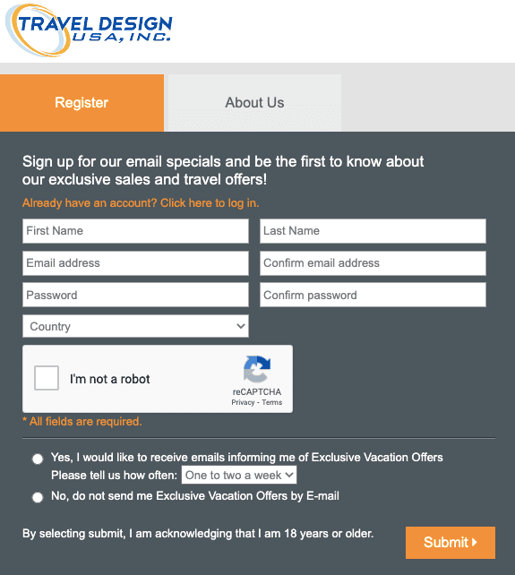 Email Marketing para a Indústria de Viagens e Turismo - Formulário de Inscrição Email Marketing para a Indústria de Viagens e Turismo - Formulário de Inscrição