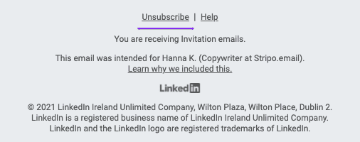 Кнопка «Отписаться» в письмах-уведомлениях  _ LinkedIn