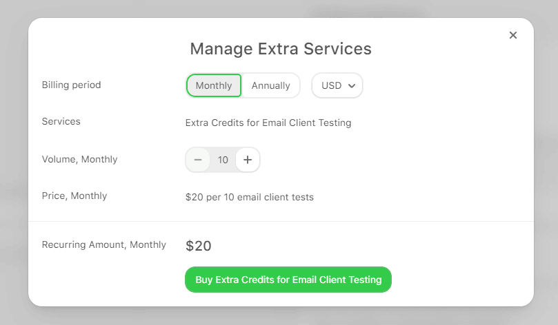 Buying more email tests