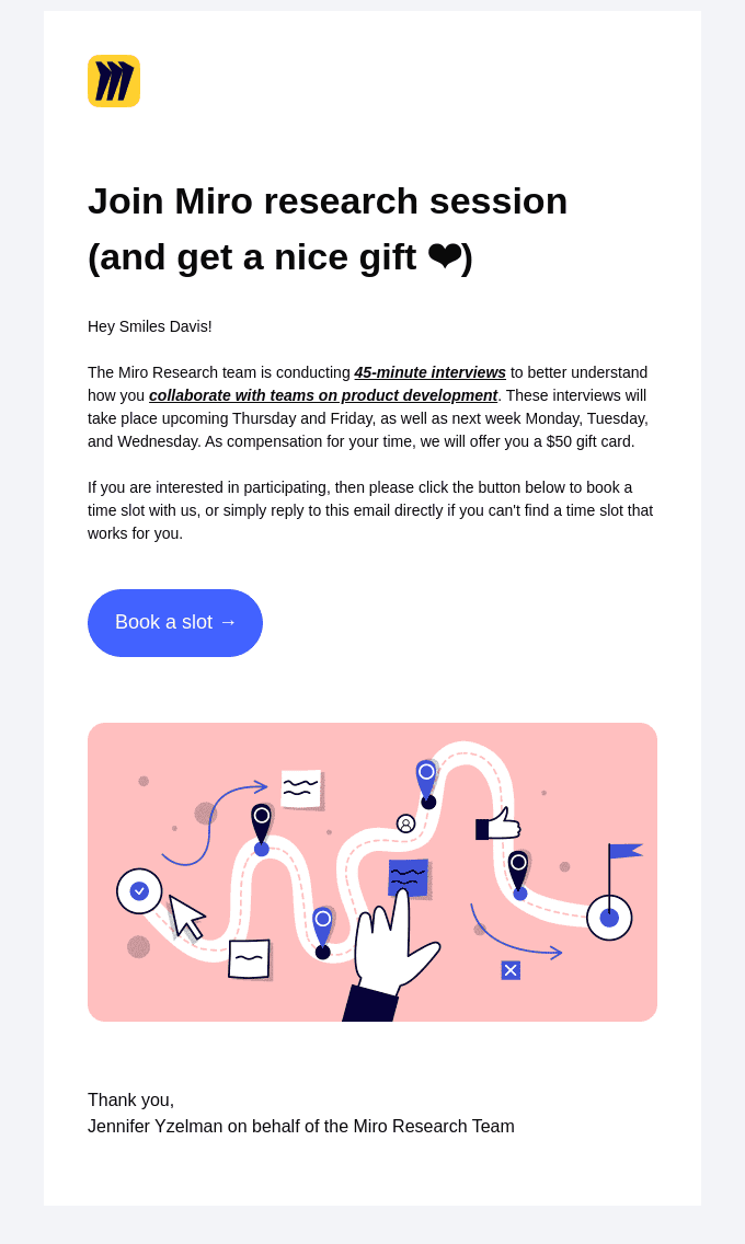 Correo electrónico con un cálido mensaje de cumpleaños