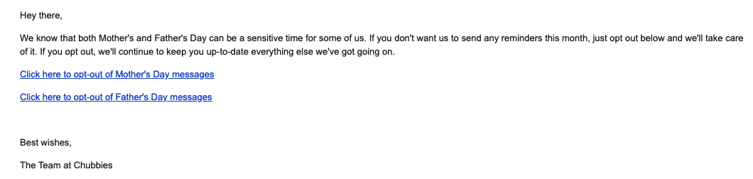Options to opt out of newsletters _ Chubbies
