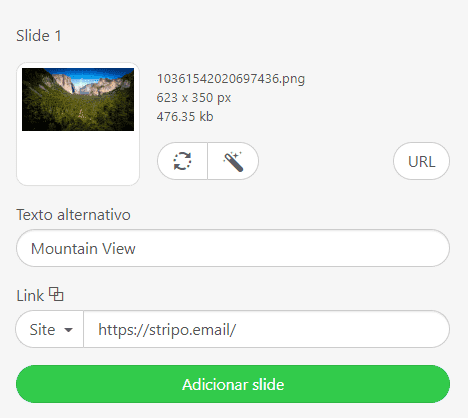 Adicionando imagens aos slides _ Carrossel AMP com a Stripo Adicionando imagens aos slides _ Carrossel AMP com a Stripo