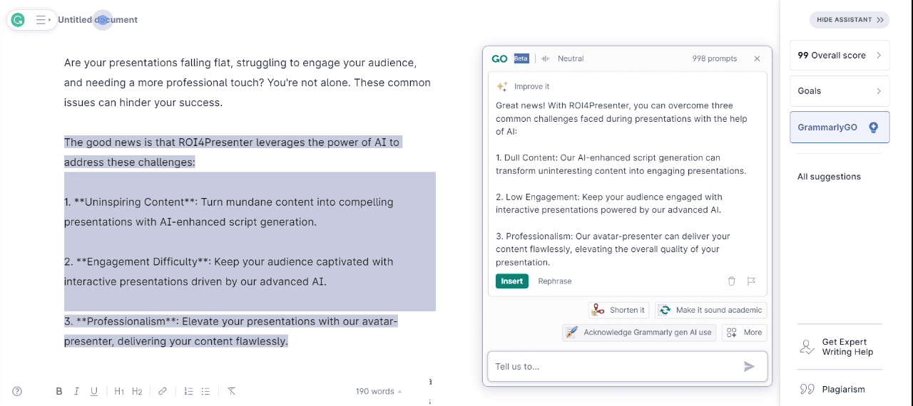 Formas de mejorar los textos en Grammarly