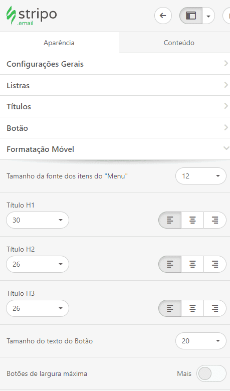 Design de e-mail personalizado do Mailchimp_Estilos móveis