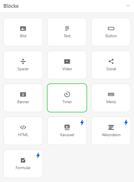 Block Timer Dynamischer Inhalt