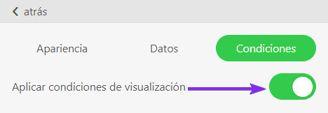 El botón de aplicar condiciones de visualización para activar esta función