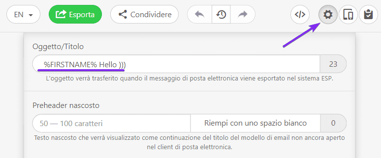 Email Dinamica Aggiunta di Tag di Unione all’Oggetto