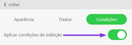O Botão Aplicar Condições de Exibição para Ativar Esta Função