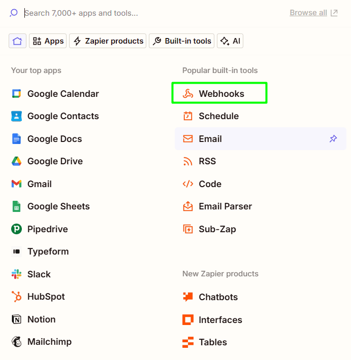 Choix de l'outil webhook