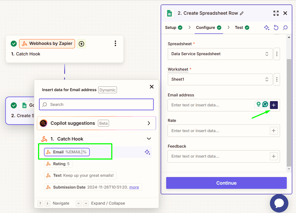 Attacher les bonnes données au webhook