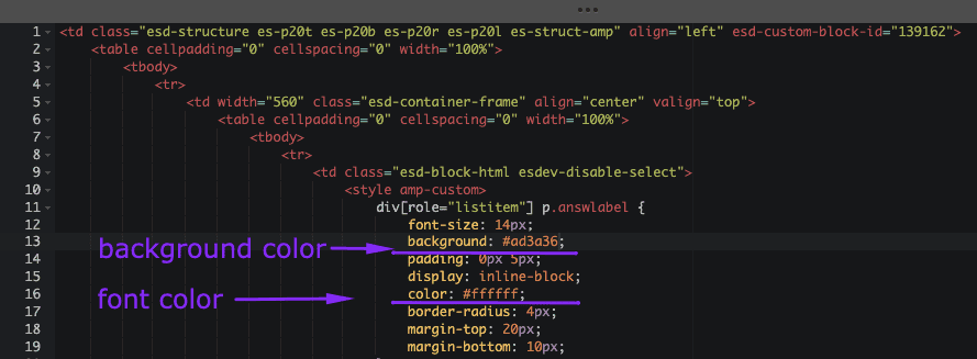 Modifica della sezione risposta