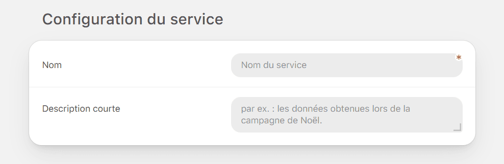 Configuration du service de données
