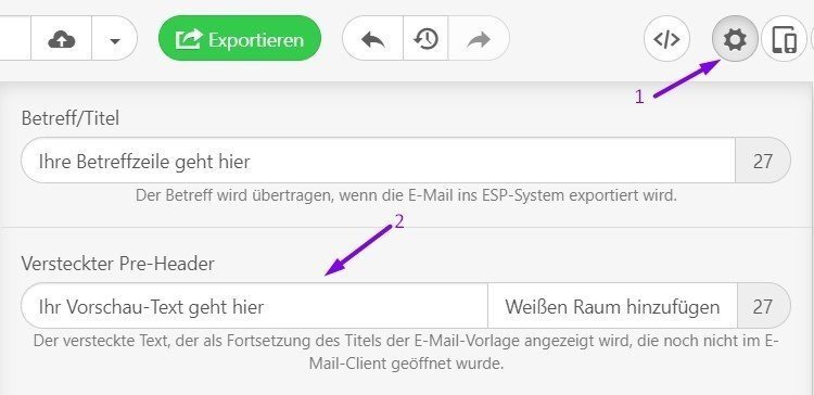 Beispiele für E-Mail-Header _ Eingabe einer Betreffzeile und eines Preheader-Textes