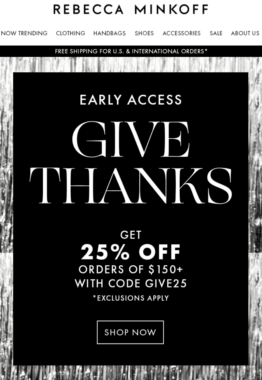 Happy Thanksgiving E-Mail-Marketing-Kampagne mit VIP-Zugang