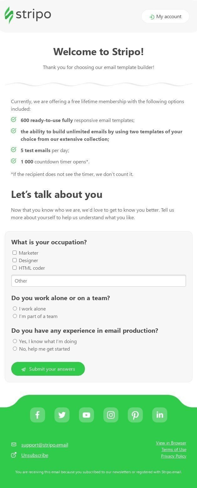 SaaS Welcome Email Example with a Survey Invitation SaaS Welcome Email Example with a Survey Invitation
