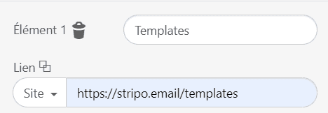 Ajouter des liens aux menus_Stripo